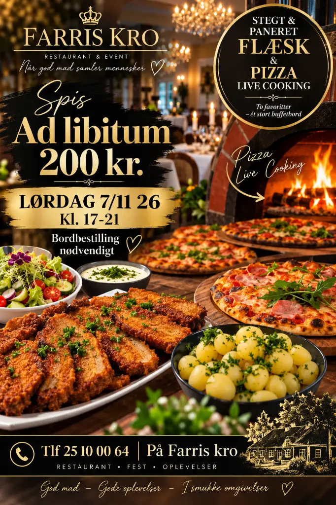 Spis ad libitum-FarrisKro LØRDAG PÅ FARRIS KRO – SPIS AD LIBITUM - Billede 1